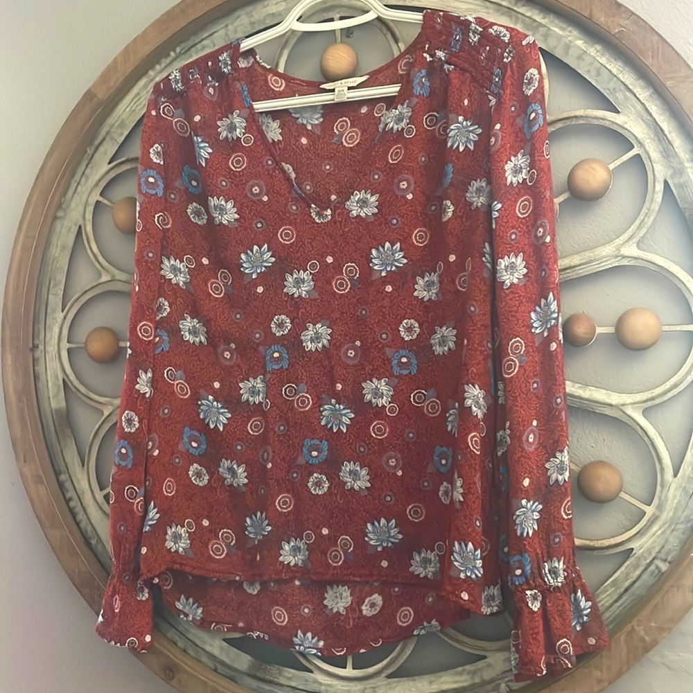 Lucky Brand long sleeve sheer top